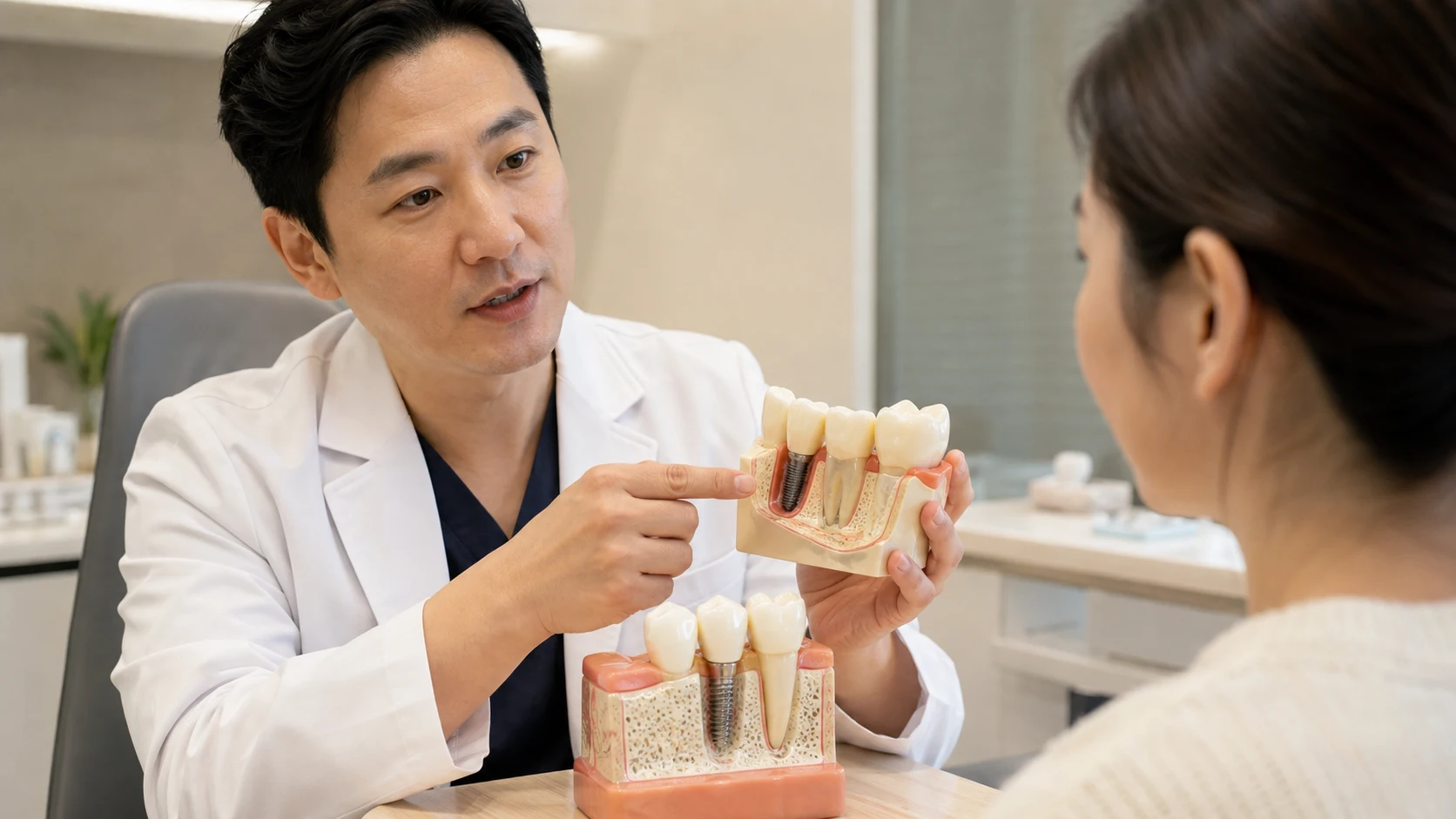 어금니 임플란트 임시치아 기간 검사와 상담 과정